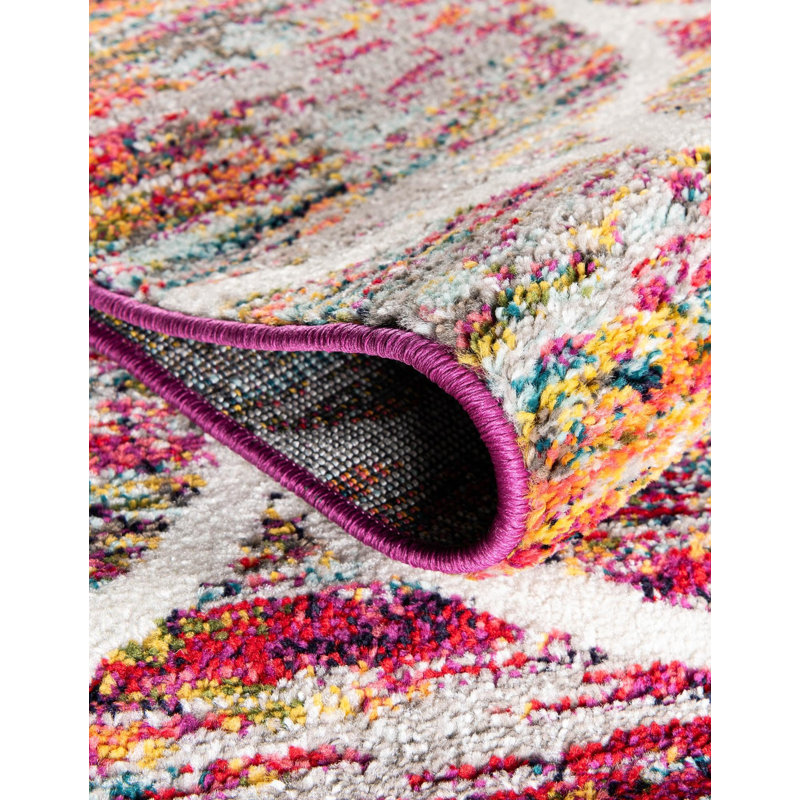 Rivanna Geometric Red Area Rug, Multi Red, Round 10'