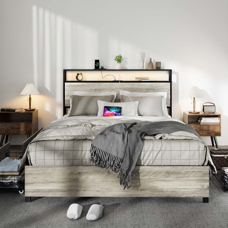 Dark Grey Queen Bed