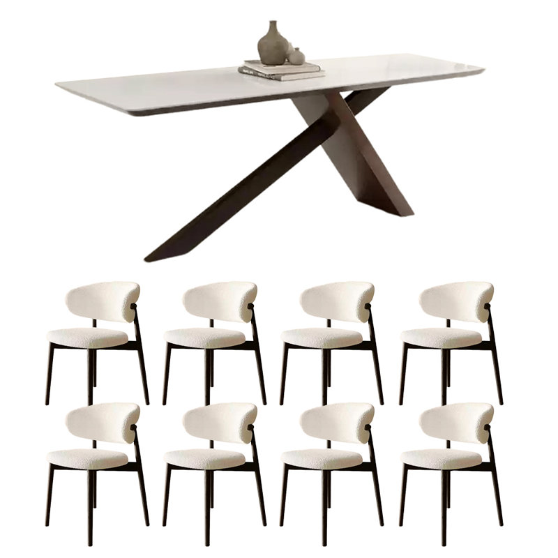 Ensemble de table de salle à manger rectangulaire de style français, H 29,5 po x L 70,9 po x l 31,5 po, Blanc
