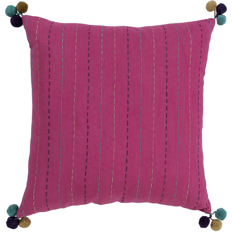 Coussin en coton Dhaka, Blanc cassé, Bourre en polyester, 22 po x 22 po