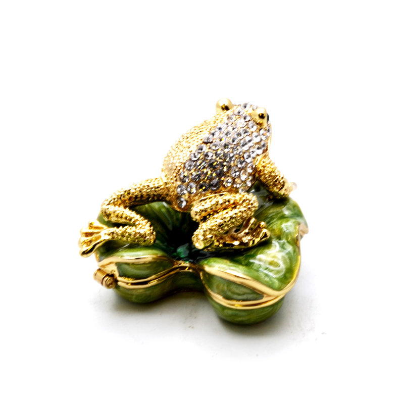 Cristaux autrichiens beiges avec grenouille sur lis