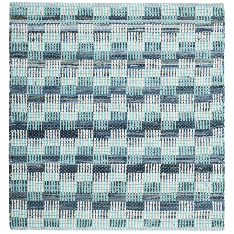 Haqeem Hand Woven Cotton Geometric Rug, Square 4'