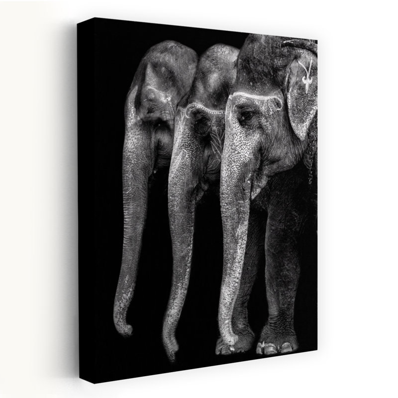 «Painted Indian Elephants», art mural contemporain, H 36 po x l 24 po