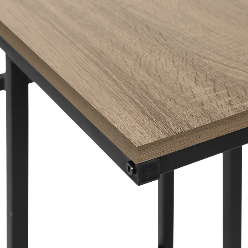 Accent Table C-shaped, End, Side, Snack, Living Room, Bedroom, Metal, Laminate, Contemporary, Taupe