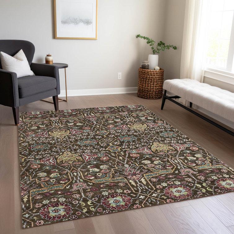 Machine Washable Indoor/Outdoor Cicel ACN1132 Chocolate Rug