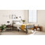 Minimalist Metal Bed Frame with Slatted Headboard-682358408-766174236