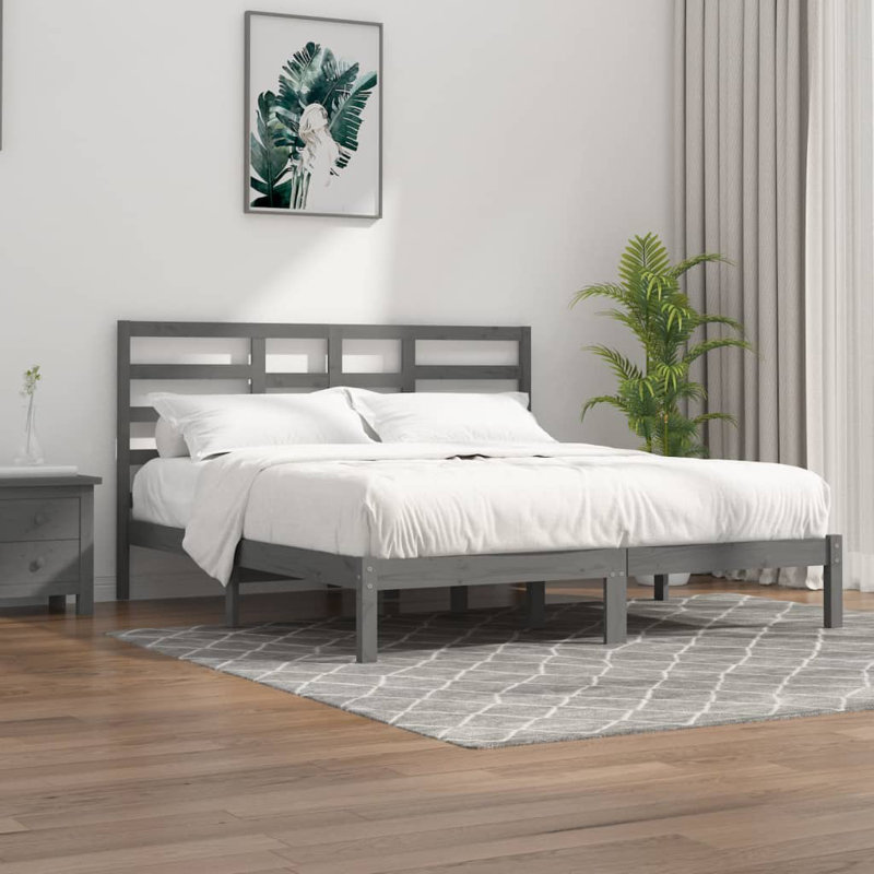 Nicklas Solid Wood Bed, Grey, Super King (6')