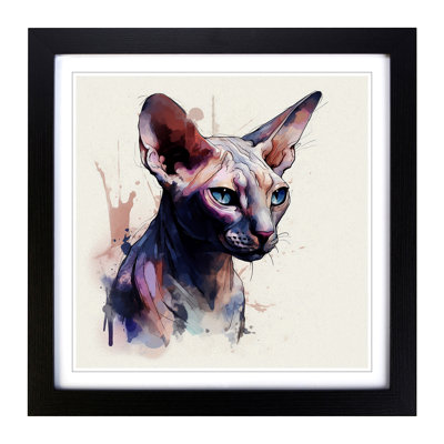 Sphynx Cat Gestural Art - Framed Print