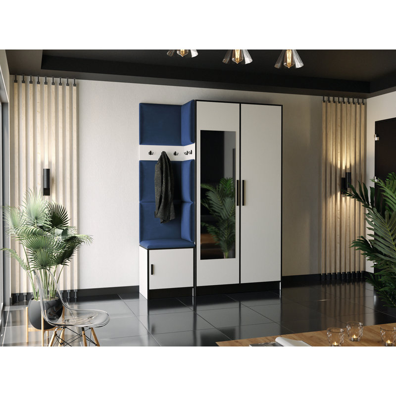 Streamline Hall Tree 53.2cm Wide with Bench, White/Blue
