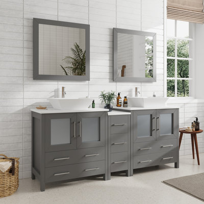  Framed 29.9" Double Bathroom Vanity Set with Mirror