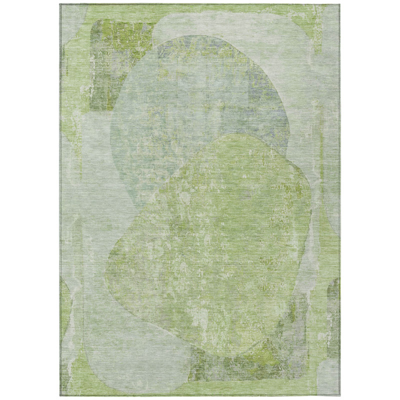 Tapis extérieur lavable abstrait vert artichaut 10 pi x 14 pi vert et menthe