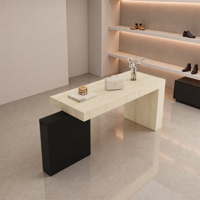 Beige Black Minimalist Display Table
