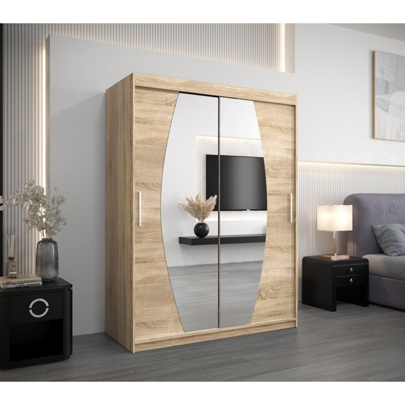 Edaline 2 Door Manufactured Wood Wardrobe, Oak Sonoma