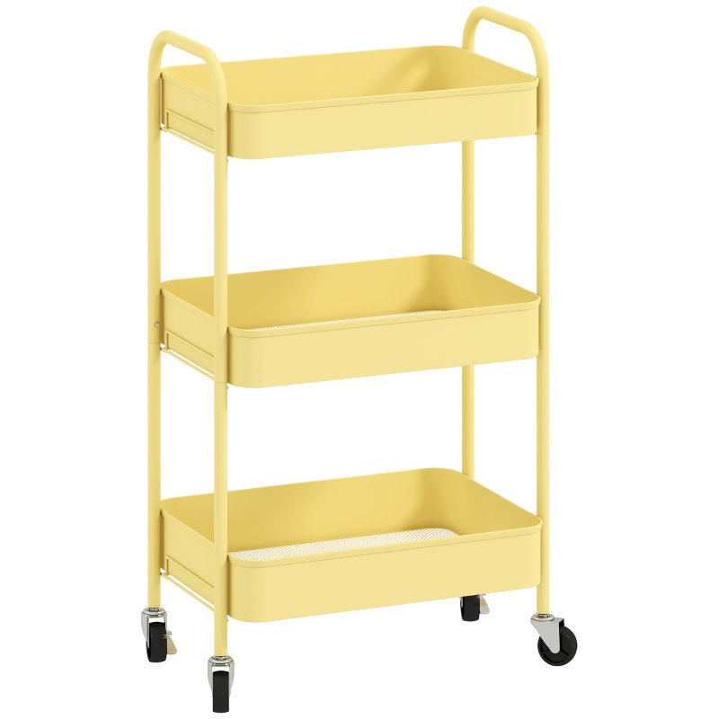 45 cm W Kitchen Cart with Steel Top, Yellow