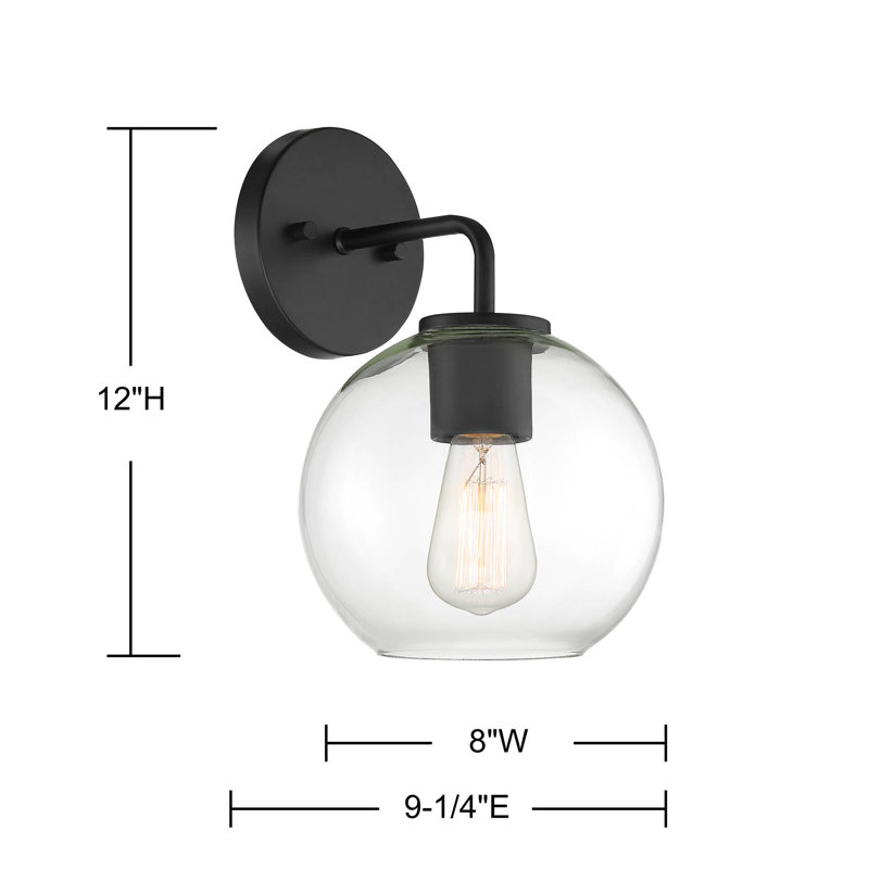 Matte Black Metal Globe Outdoor Wall Light