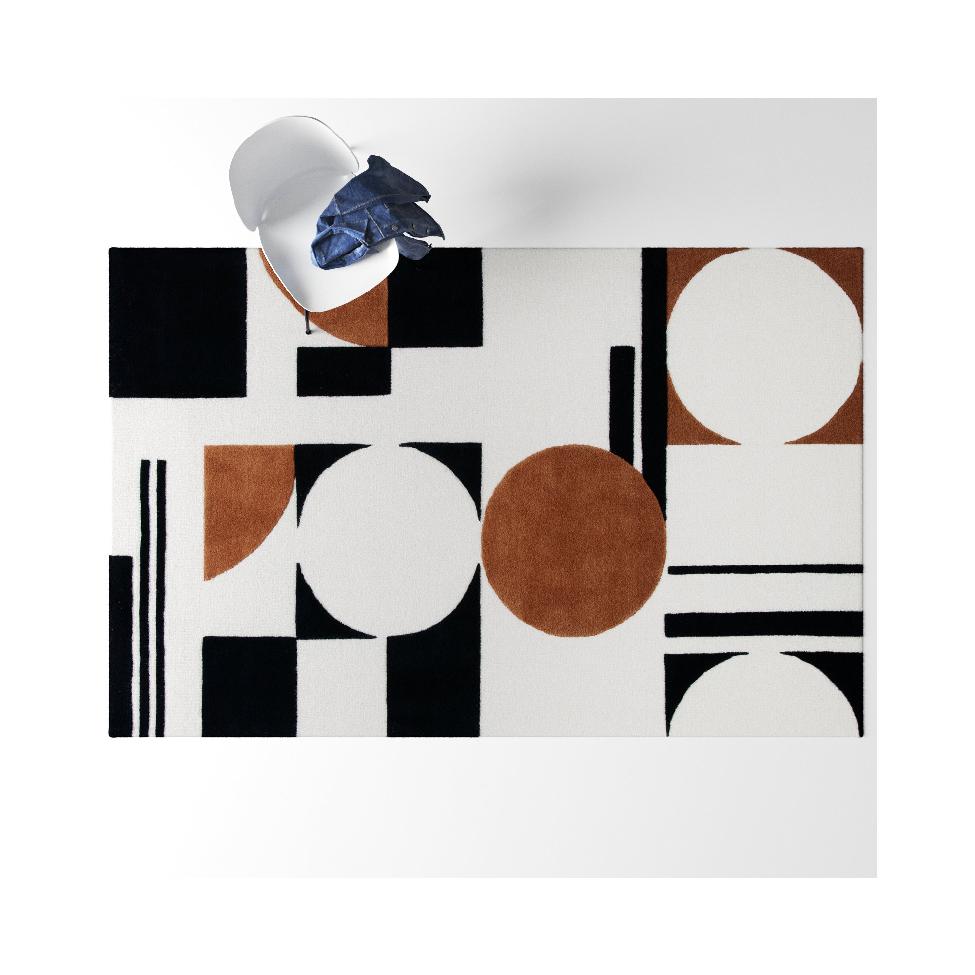 Antoni Handmade Wool Ivory/Black/Brown Rug, Rectangle 6' x 9'
