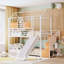 Lit simple superposé en métal avec glissade, escalier de rangement et maisonnette pour chambre d'enfant-133491211