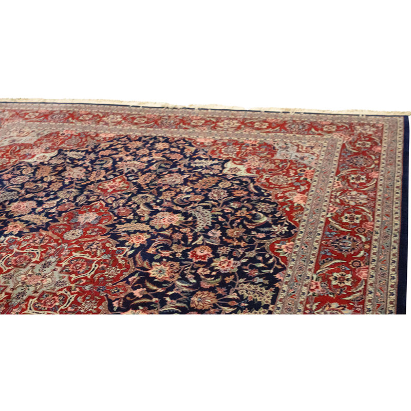 High-Quality Hand-Knotted Navy And Red Area Rug