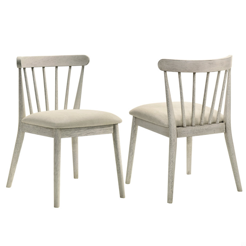 Ensemble de chaises d'appoint 2 pièces rustique, structure en bois massif, assemblage facile, Blanc
