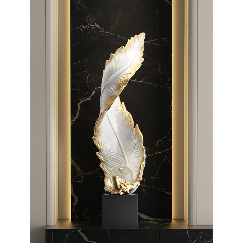 Luxury-Lite Feather Resin Decorative Sculptures, White