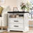 24 Inch Wide Farmhouse Nightstands With Charging Station, White Nightstand With 2 Large Drawers, Rustic Wood End Table For Bedroom-17431140