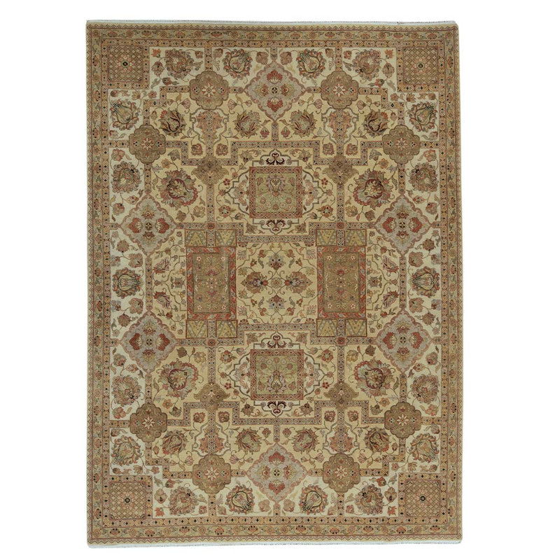 Tapis brun / blanc noué à la main