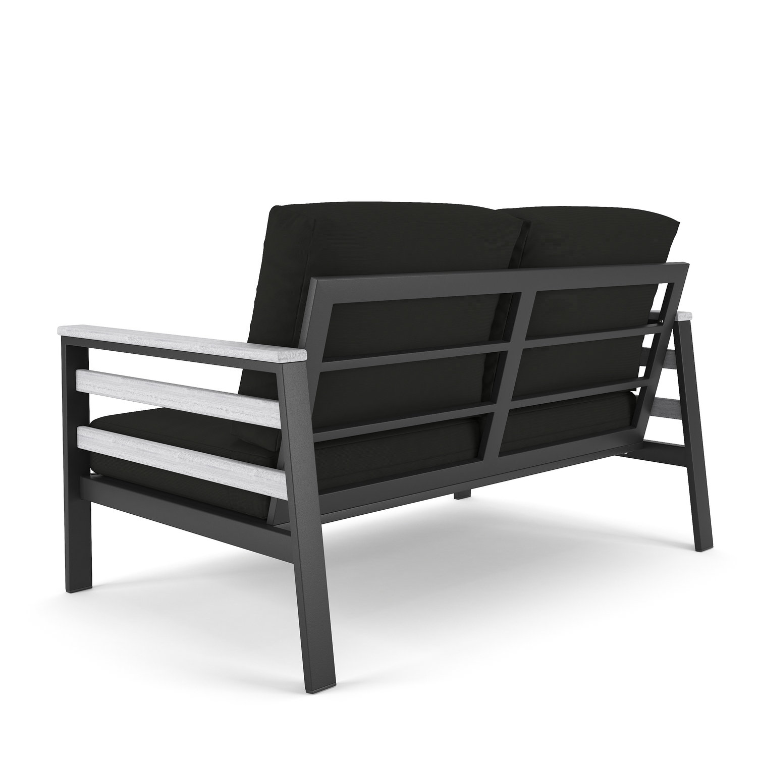 Townsend 55" Sunbrella® Patio Loveseat, Canvas Black Sunbrella® Canvas, White/Dark Gray
