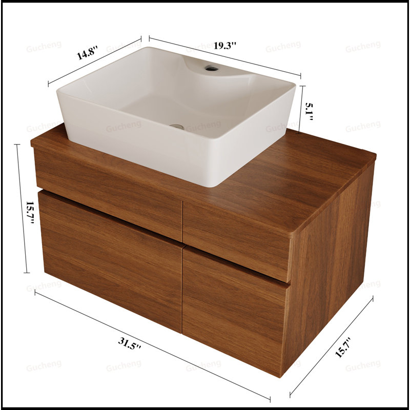 31.5"Floating Small Bathroom Vanity With Sink