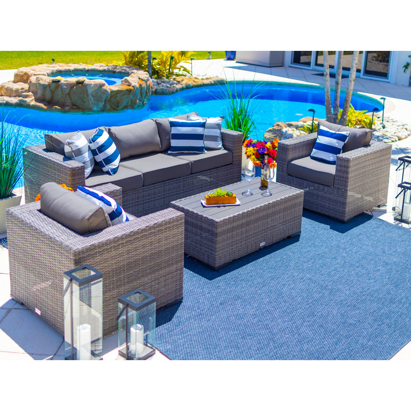 Sorrento 5 - Person Patio Conversation Set with Cushions, Canvas Charcoal Sunbrella® Canvas