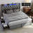 Upholstered Bed Frame with 4 Drawers, Bed with Storage Headboard, Charging Station and LED Lights-1420394801