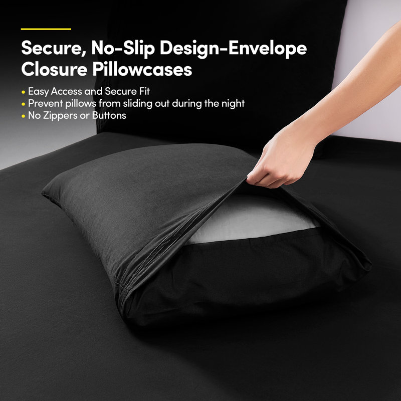 Ensemble de draps en microfibre extra douce 18-24 po, Simple, Noir