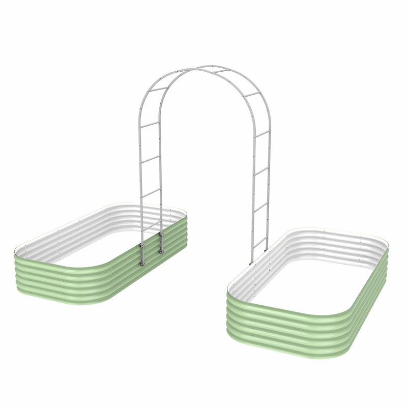 Lit de jardin surélevé modulaire en métal 17 po 9 po avec treillis 17 po, Bleu ciel