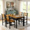 Ensemble de table de salle à manger 5 pièces pour 4 personnes avec support de rangement, ensemble de table et chaises de cuisine en bois de ferme avec cadre en métal, table de salle à manger avec 4 chaises courbées pour coin-repas, appartement