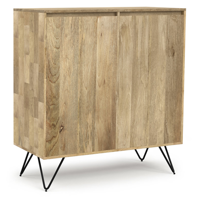 Hunter Natural Mango Wood and Black Metal Freestanding Storage Cabinet