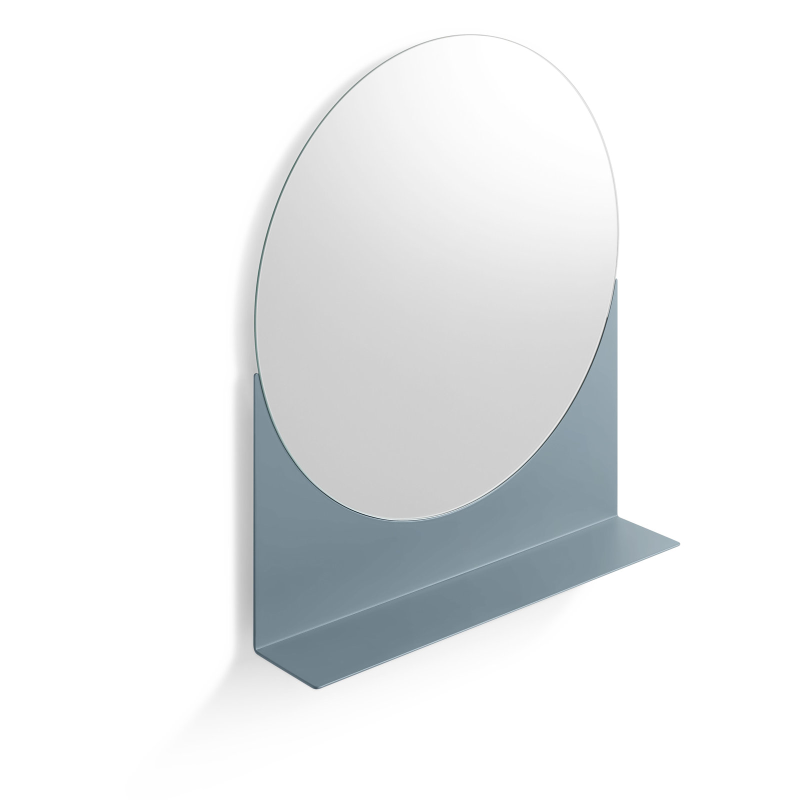 Glance Metal Wall Mirror with Shelves, Gray Blue