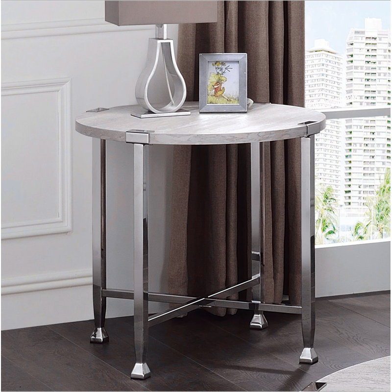 Round End Table with X-Shape Support