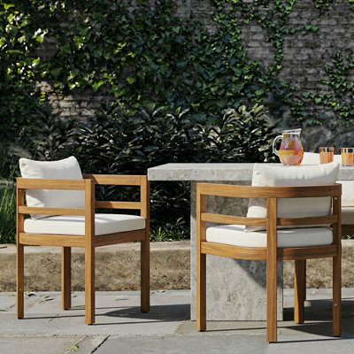 Chaises de salle à manger d'extérieur en bois d'acacia avec coussins amovibles Trancy