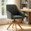  Fauteuil d'appoint pivotant rembourré, fauteuil en bois ergonomique en lin pour salon, chambre à coucher-1363479005