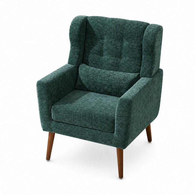 Fauteuil d'appoint Kawonna, Chenille vert noirâtre