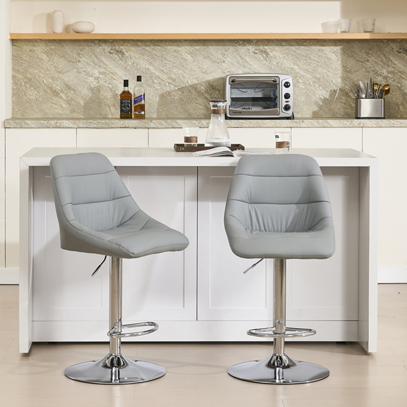 Ensemble de 2 tabourets de bar pivotants réglables en hauteur, Gris