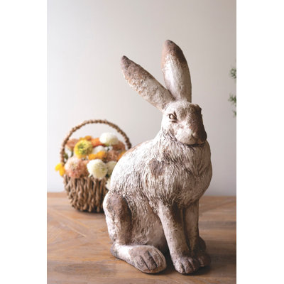 Faux Concrete Rabbit Sculpted Animal Decor 13" H Tabletop Accent