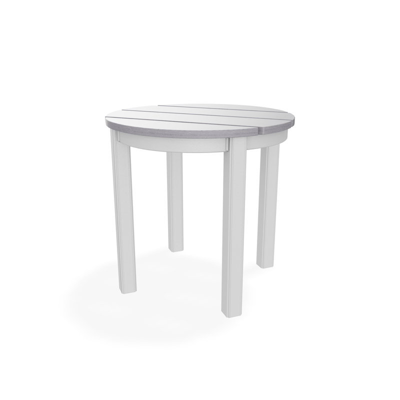 Outdoor Round Side Table, Gray/White