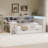 Full Size L-shaped Wooden Daybed with Desk, Storage Bookcase and Multi-functional Features for Bedroom and Living Room-501468962-501468963