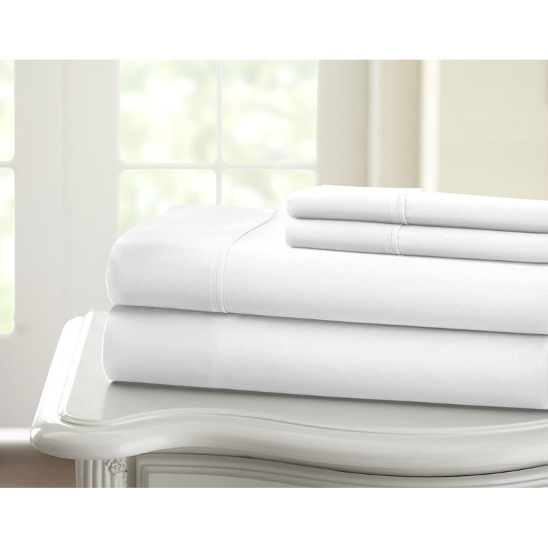 Ensemble de draps Neesa 1200, Blanc, Ensemble de draps pour grand lit + un drap-housse 
