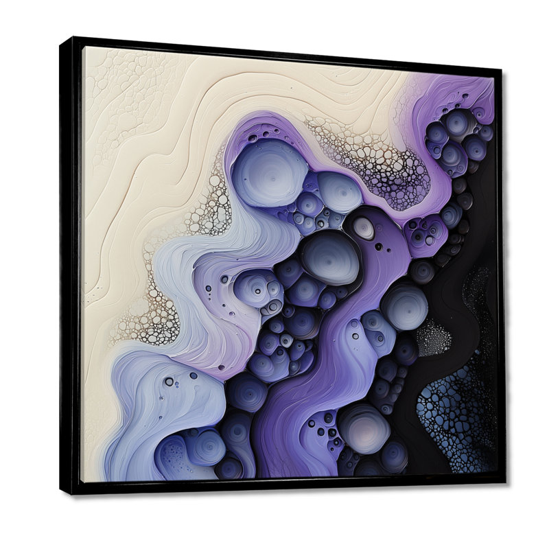 Ommo Rhythmic Driauge Of Lavender Liquide Dreams III - goutte, peinture sur toile, art mural, Impression encadrée flottante