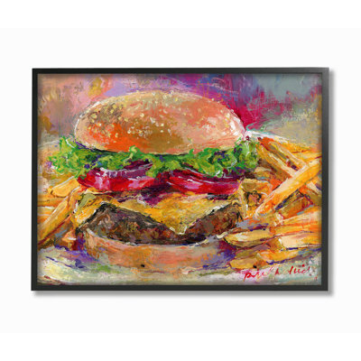 «Brightly Hamburger and Fries Still Life Food», impression