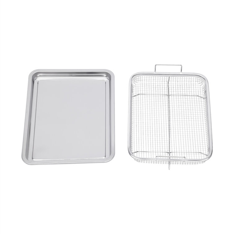 Air Fryer Basket For Oven, 2 Piece Set Stainless Steel Grill Basket,  Non-stick Mesh Basket Set, Air Fryer Tray Wire Rack Roasting Basket