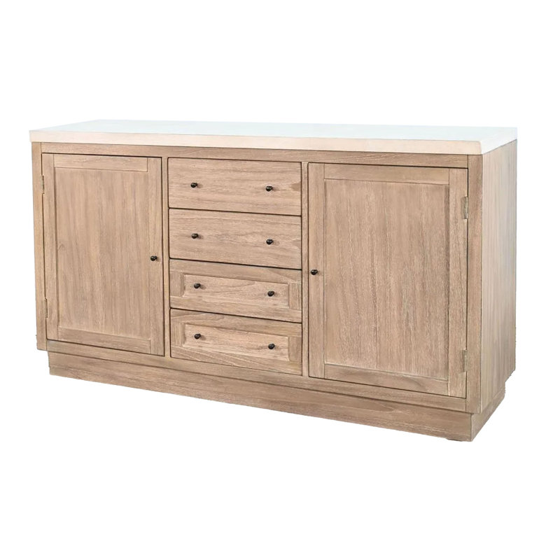 Buffet Dilly, 60 po, 4 tiroirs, 2 portes, plateau gris