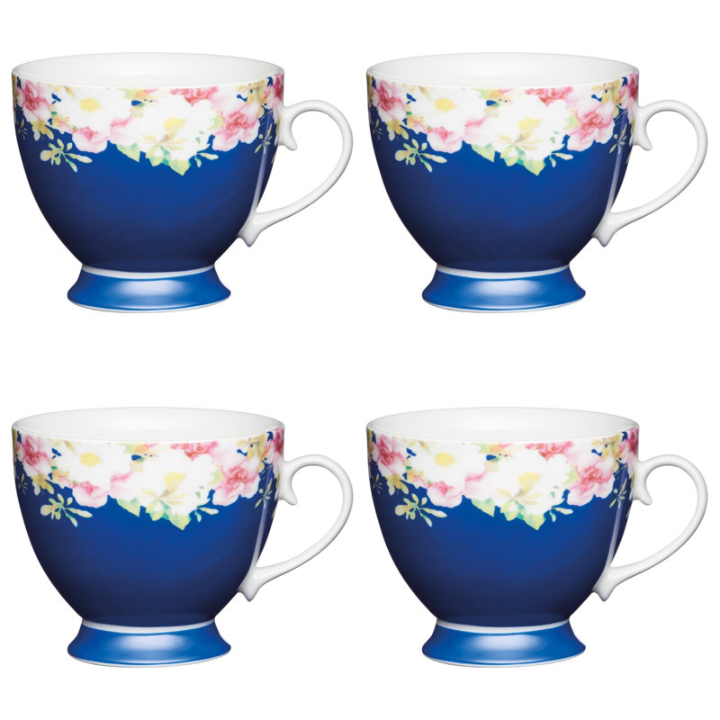 Blue Floral Bone China Cup, 4