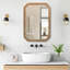 Armoire de salle de bain avec cadre en bois, organisateur de rangement mural avec tablettes réglables, miroir décoratif moderne